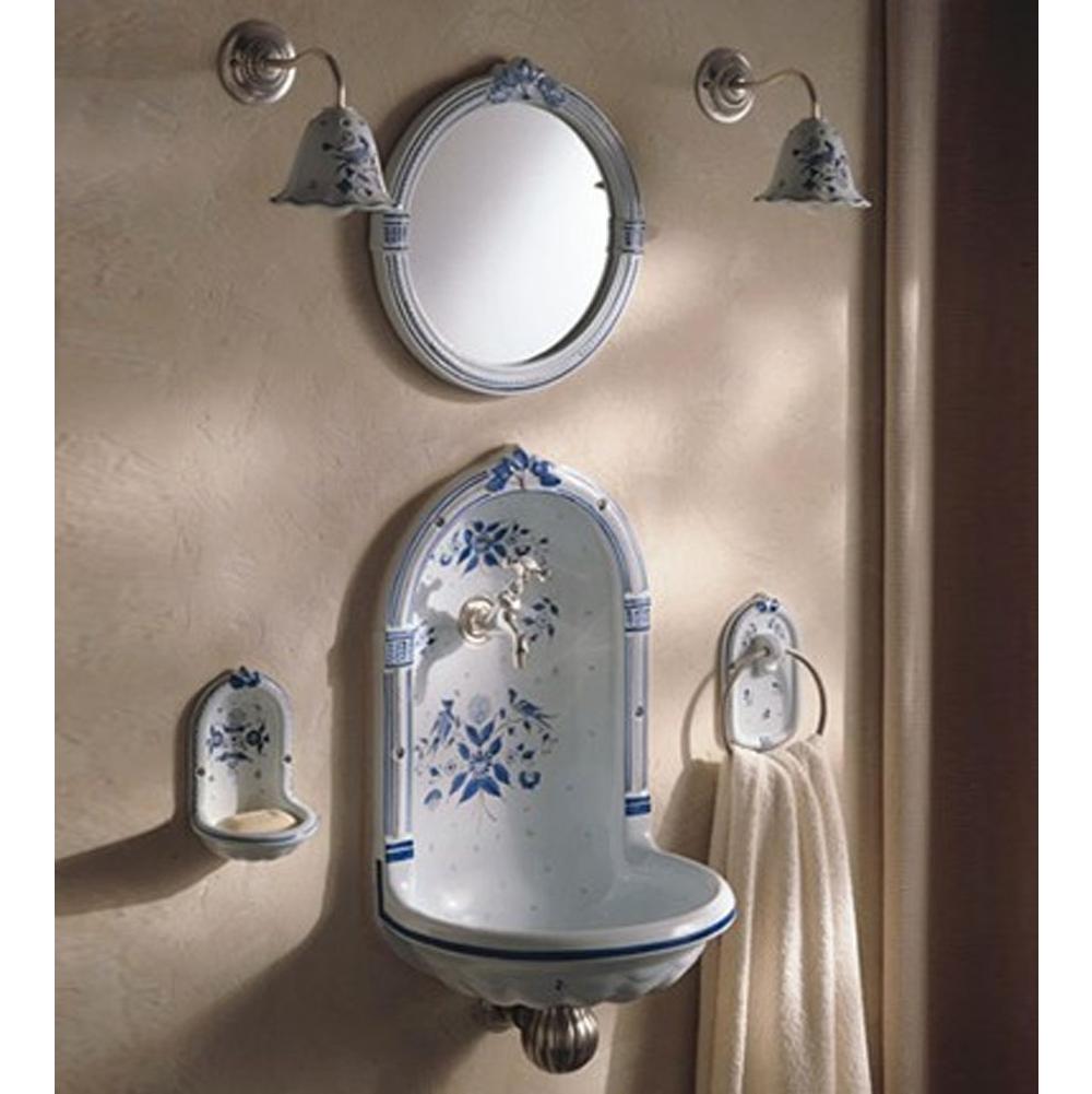 Herbeau ''Niche'' Wall Mounted Earthenware Fountain Sink in Berain Bleu