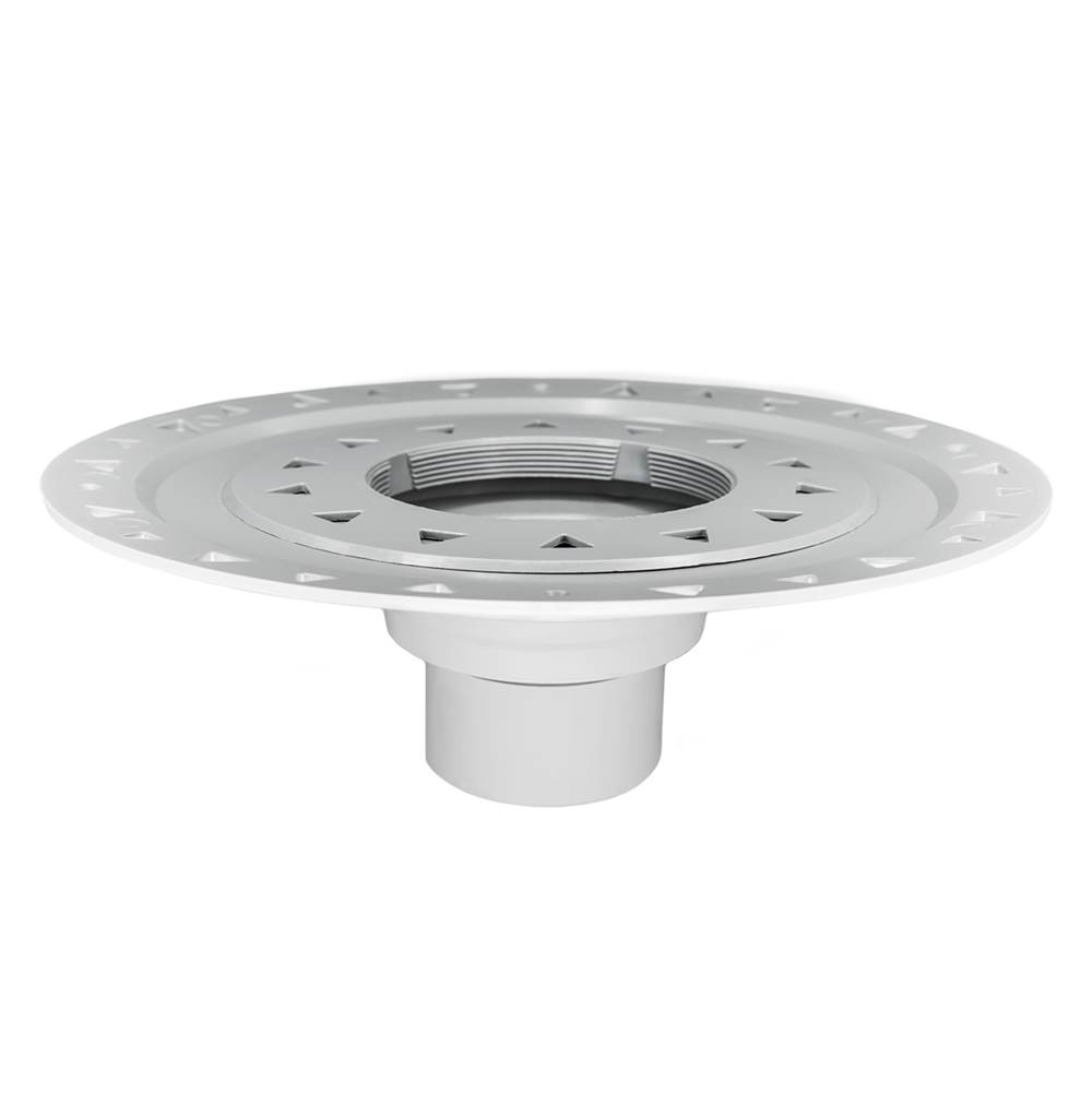 Infinity Drain Bonded Flange PVC Drain 4'' Throat, 2'', 3'', and 4'' Outlet