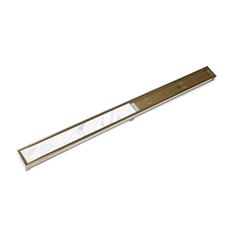 Infinity Drain 60'' S-PVC Series Low Profile Complete Kit with 2 1/2'' Tile Insert Frame in Satin Bronze