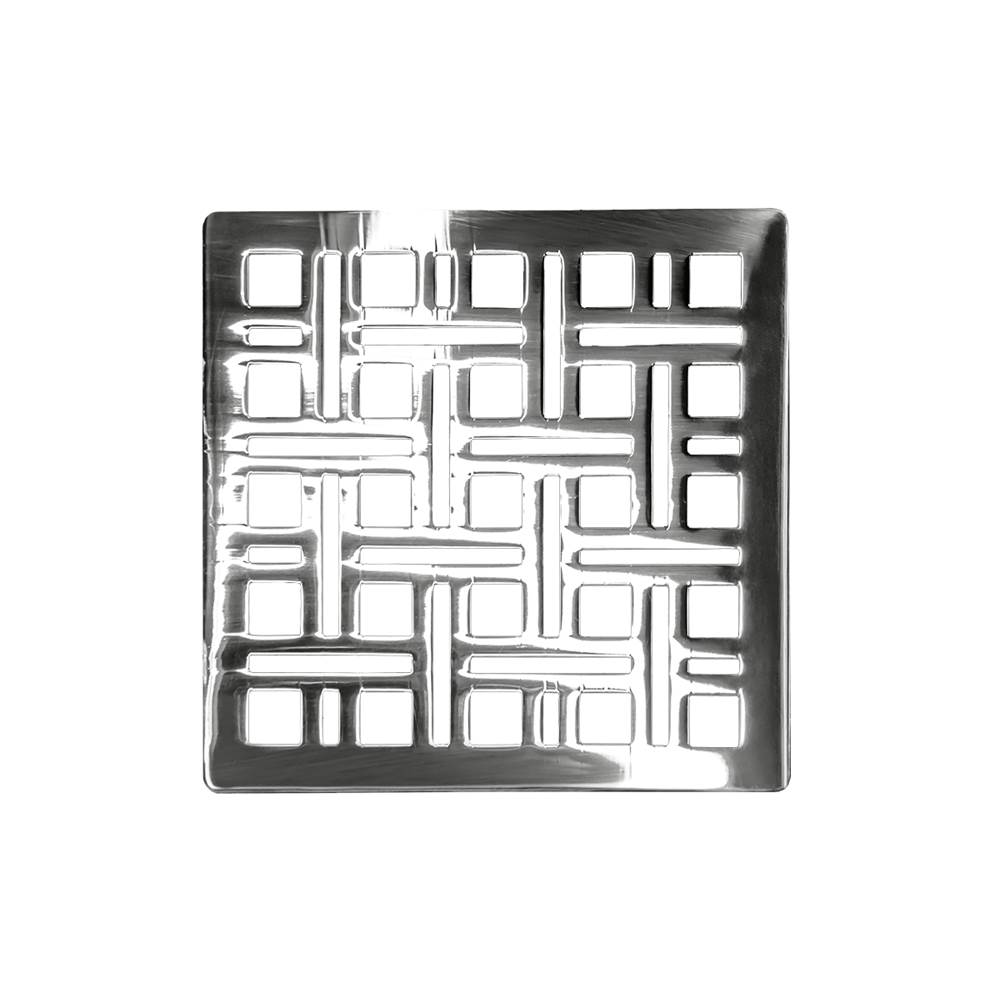 Infinity Drain 4'' x 4'' Weave Pattern Decorative Plate for V 4, VD 4, VDB 4 in Polished Stainless
