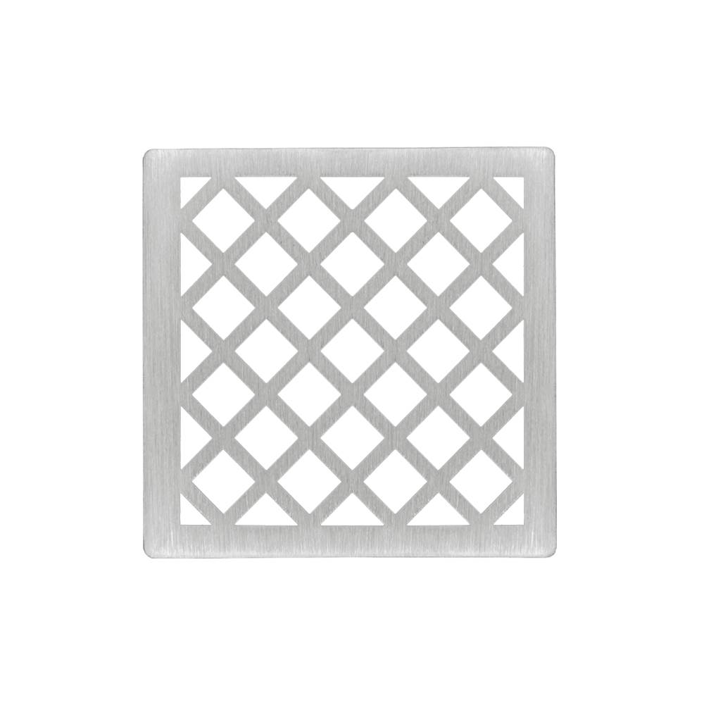 Infinity Drain 4'' x 4'' Criss-Cross Pattern Decorative Plate for X 4, XD 4, XDB 4 in Satin Stainless