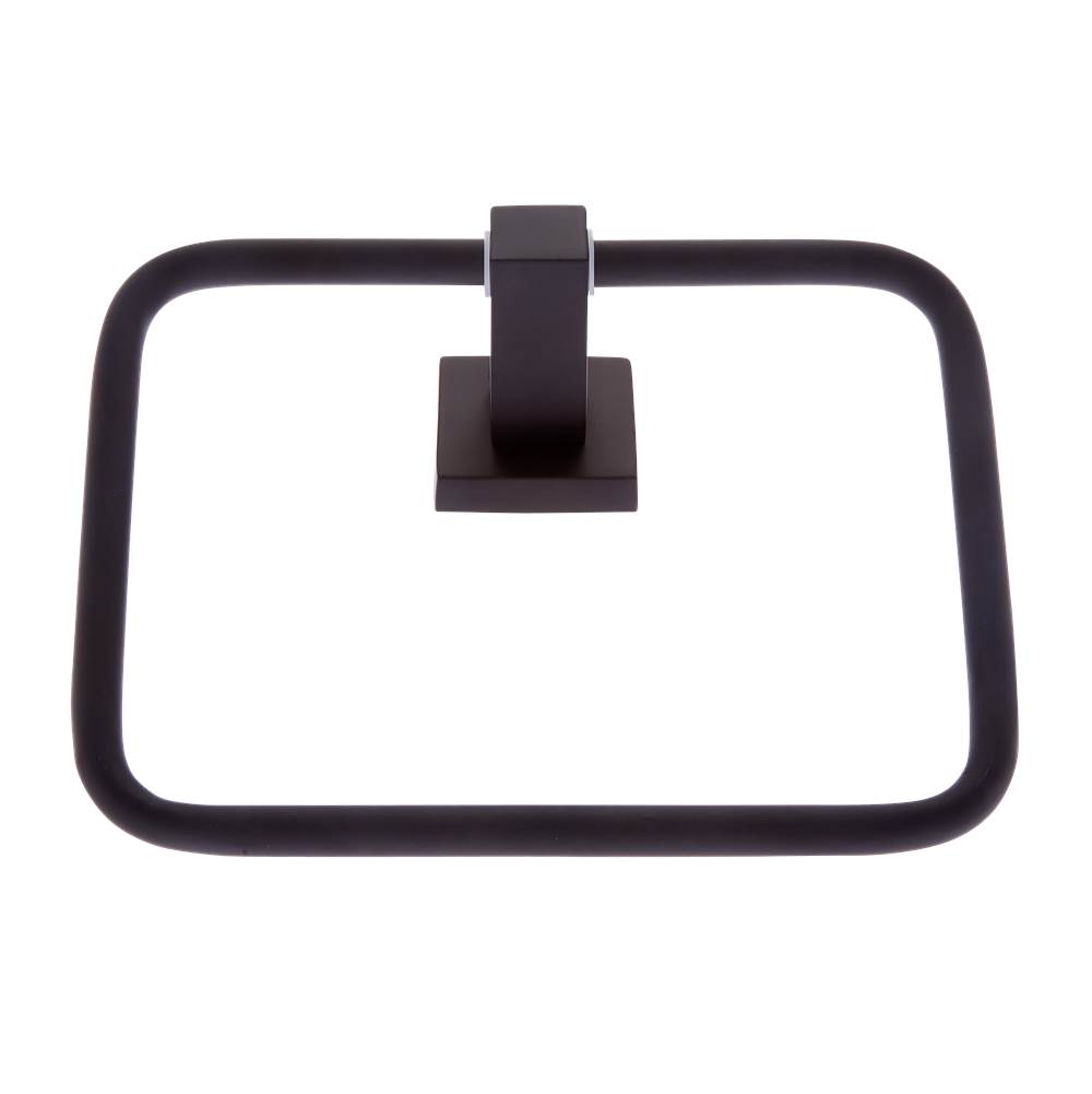JVJ Hardware Milan Series Matte Black Finish Squared Towel Ring, Composition Zinc & Stainless Steel