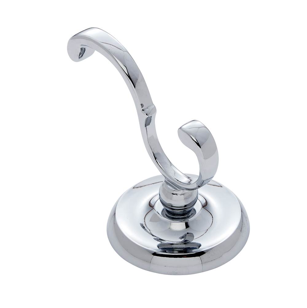 JVJ Hardware Paramount Series Polished Chrome Finish Deco Robe Hook C/S, Composition Solid Brass