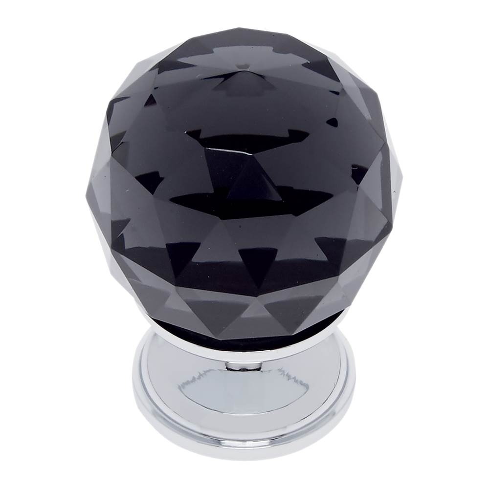 JVJ Hardware Pure Elegance Collection Polished Chrome Finish 30 mm (1-3/16'') Round Faceted 31 percent Leaded Smoked Crystal Knob