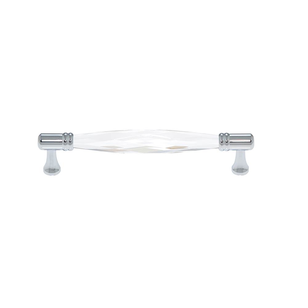 JVJ Hardware Pure Elegance Collection Polished Chrome Finish 128 mm c/c Faceted 31 percent Leaded Crystal Pull, Composition Leaded Crystal and Solid Brass