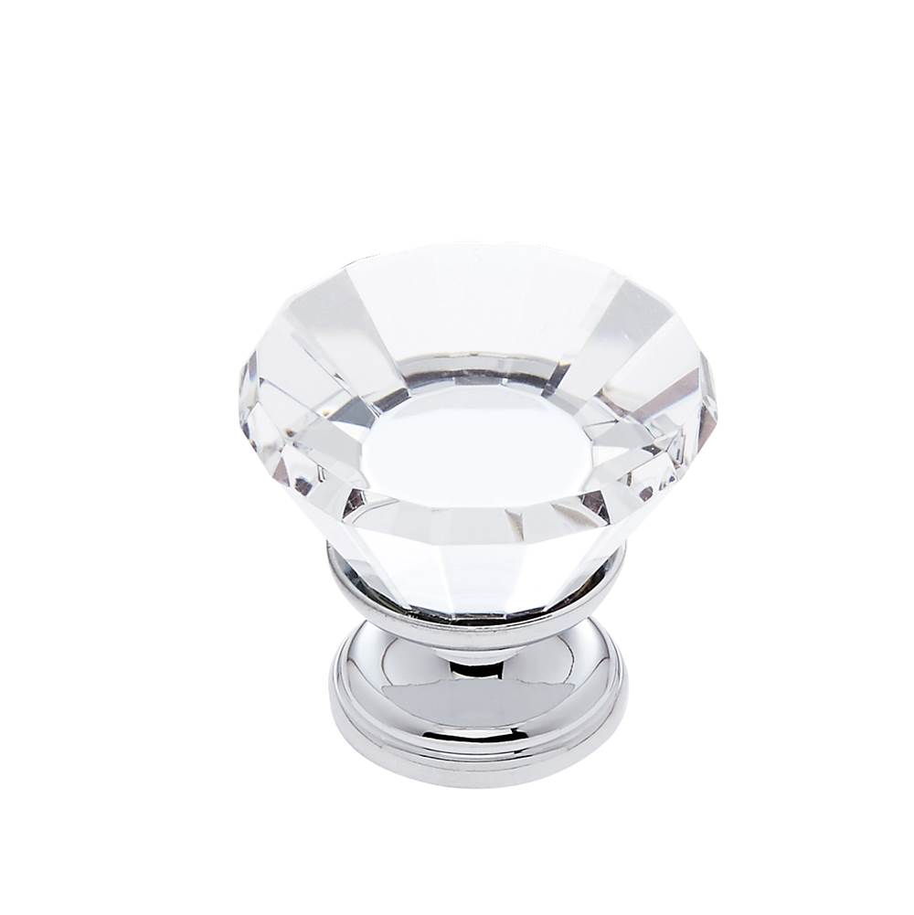 JVJ Hardware Pure Elegance Collection Polished Chrome Finish 30 mm (1-3/16'') Flat Top 31 percent Leaded Crystal Knob, Composition Leaded Crystal and Solid Brass