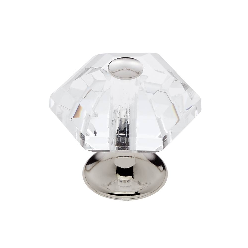 JVJ Hardware Pure Elegance Collection Polished Nickel Finish 30 mm (1-3/16'') 6 Sided 31 percent Leaded Crystal Knob, Composition Leaded Crystal and Solid Brass