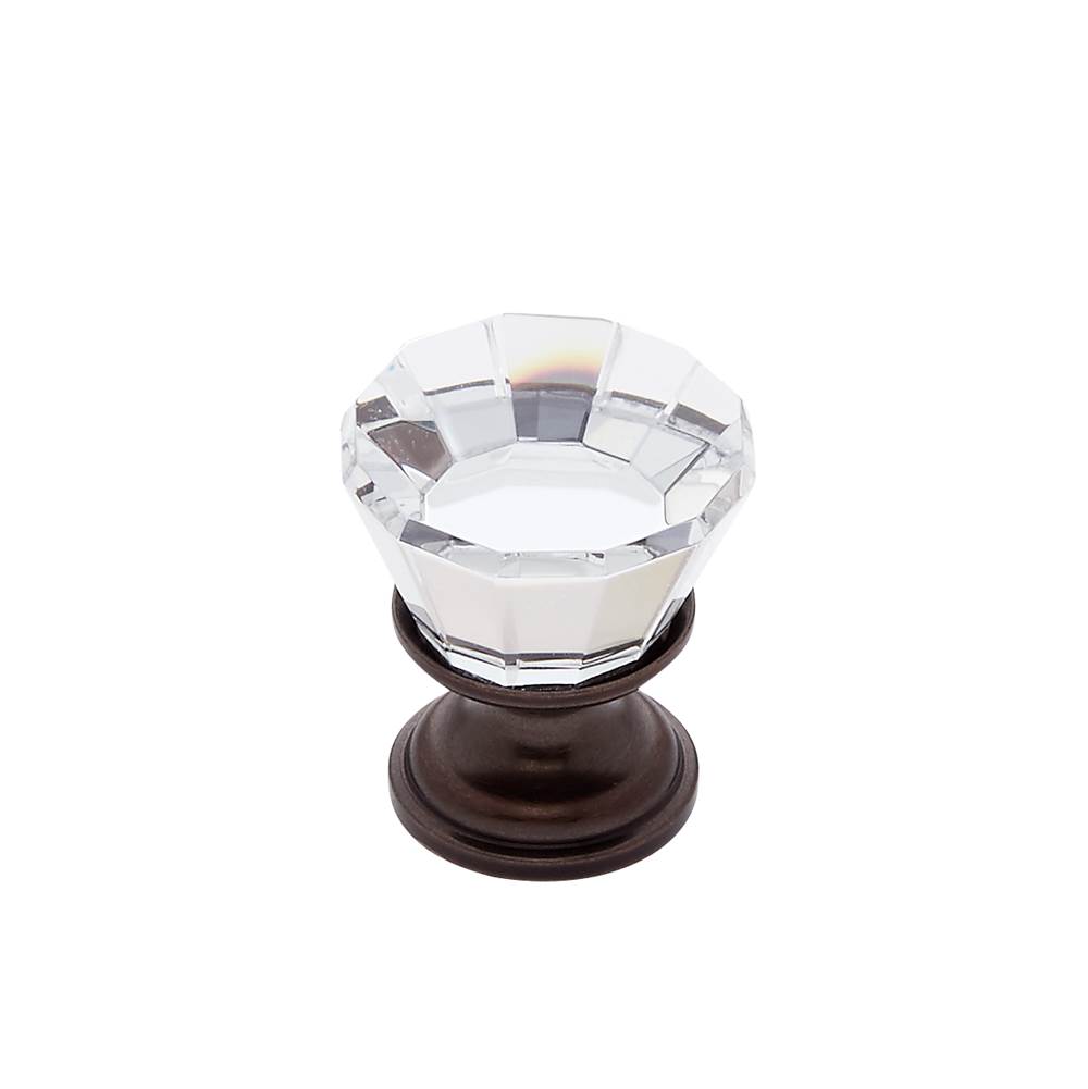 JVJ Hardware Pure Elegance Collection Old World Bronze Finish 22 mm (7/8'') Flat Top 31 percent Leaded Crystal Knob, Composition Leaded Crystal and Solid Brass