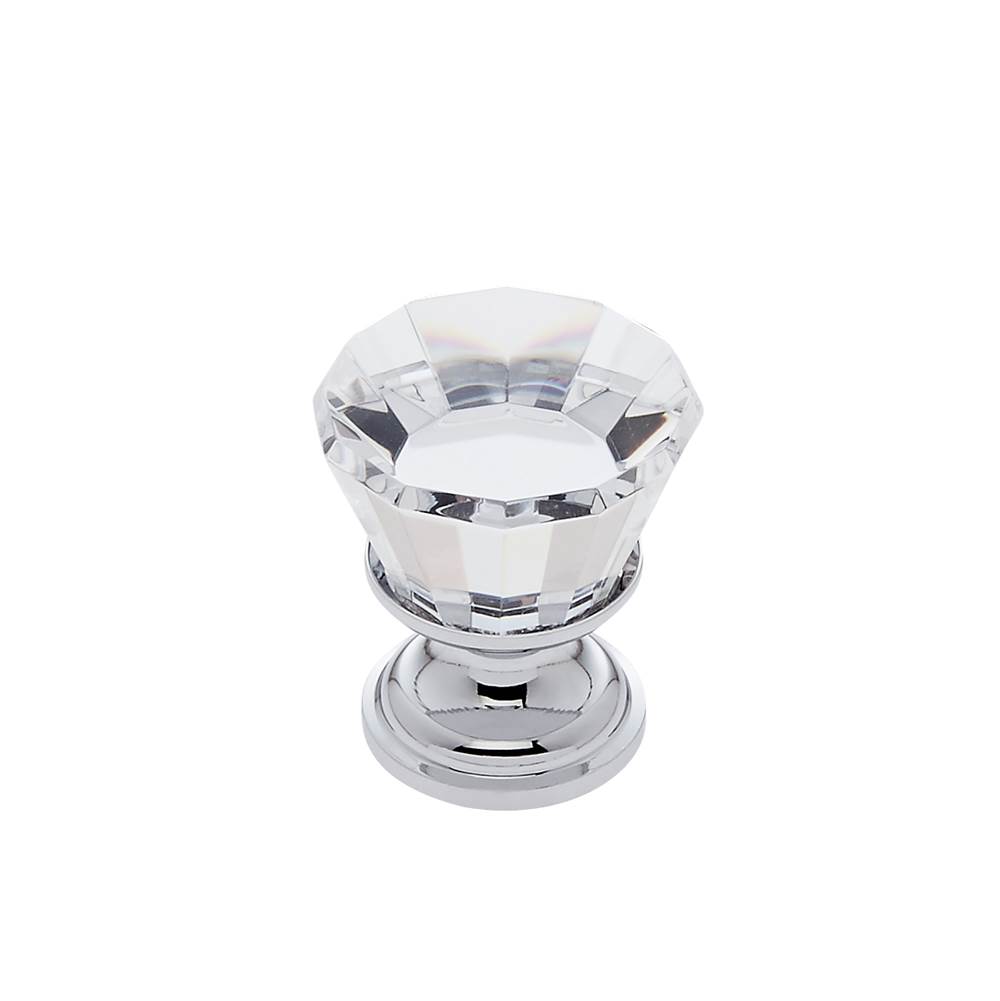 JVJ Hardware Pure Elegance Collection Polished Chrome Finish 22 mm (7/8'') Flat Top 31 percent Leaded Crystal Knob, Composition Leaded Crystal and Solid Brass