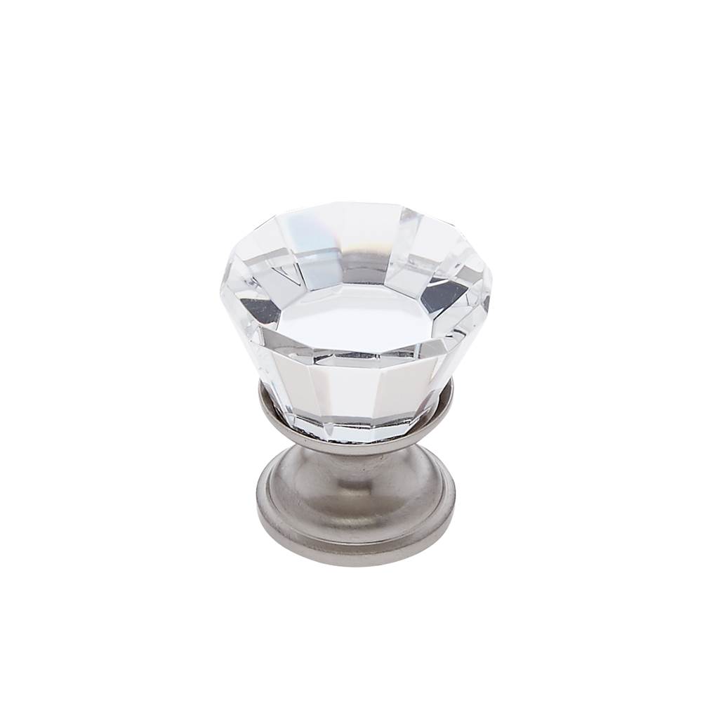 JVJ Hardware Pure Elegance Collection Satin Nickel Finish 22 mm (7/8'') Flat Top 31 percent Leaded Crystal Knob, Composition Leaded Crystal and Solid Brass