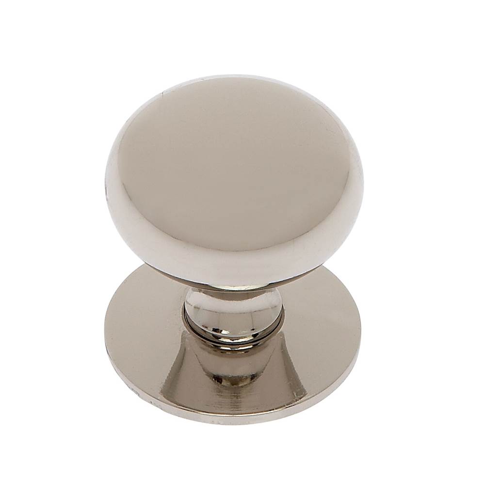 JVJ Hardware Classic Collection Polished Nickel Finish 1 -1/4'' Plymouth Knob w/ Back Plate, Composition Solid Brass