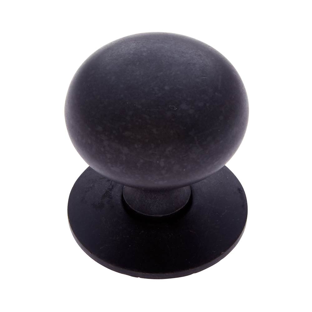 JVJ Hardware Classic Collection Oil Rubbed Bronze Finish 1-1/4'' Plymouth Knob w/ Back Plate, Composition Solid Brass