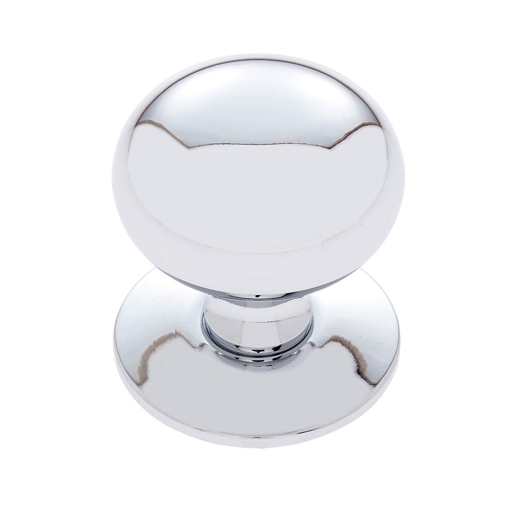 JVJ Hardware Classic Collection Polished Chrome Finish 1-1/4'' Plymouth Knob w/Back Plate, Composition Solid Brass