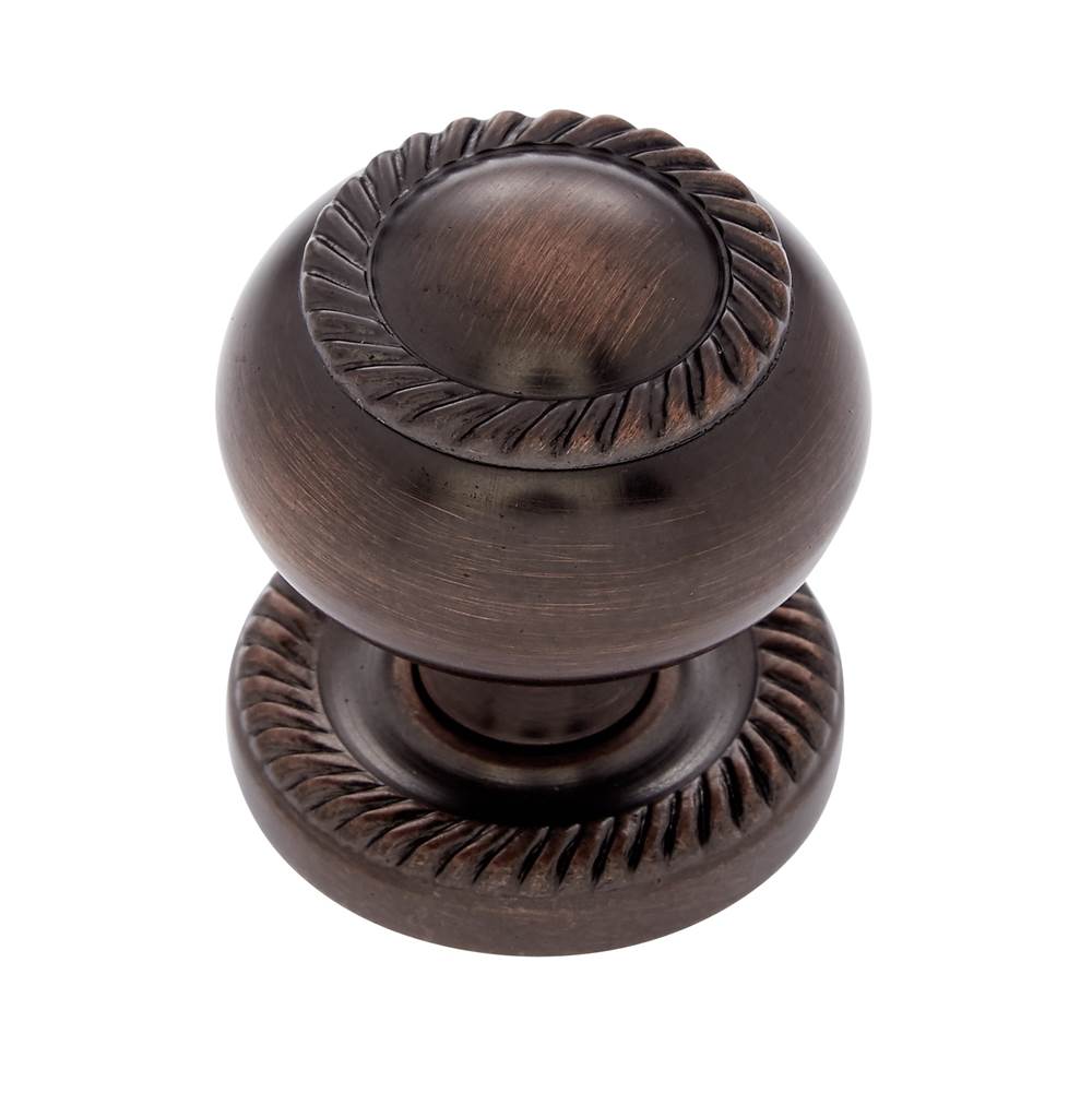 JVJ Hardware Classic Collection Old World Bronze Finish 1-1/4'' Rope Knob w/ Back Plate, Composition Solid Brass