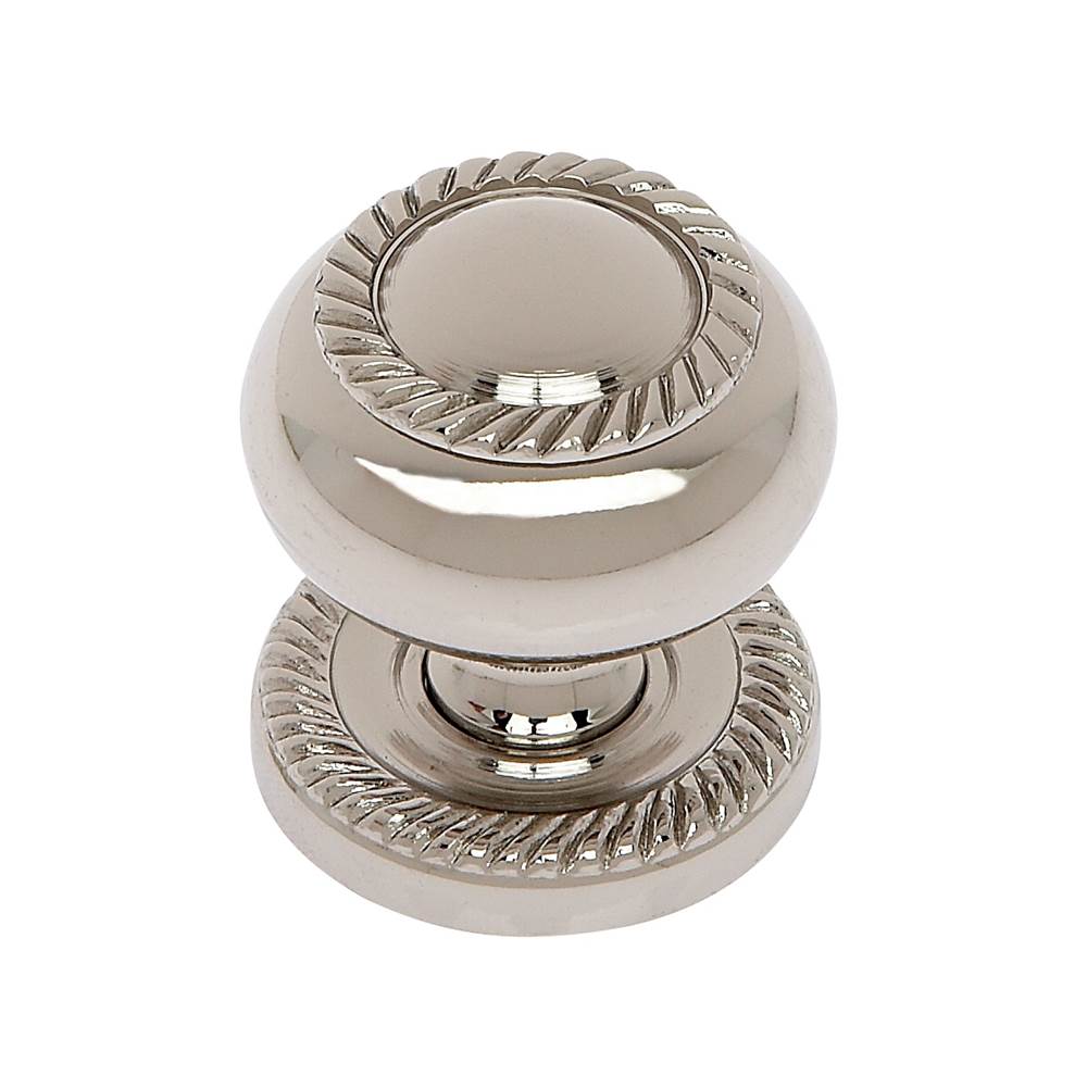 JVJ Hardware Classic Collection Polished Nickel Finish 1-1/4'' Rope Knob w/Back Plate, Composition Solid Brass