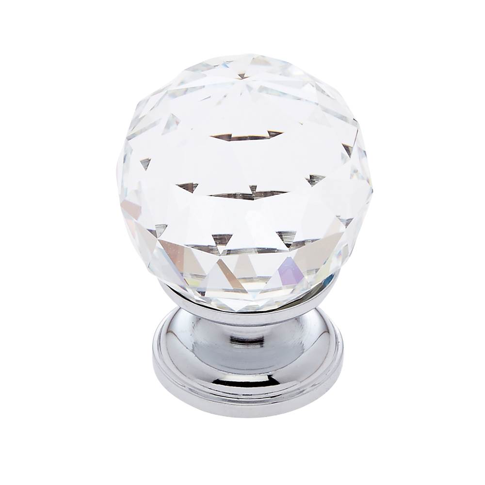 JVJ Hardware Pure Elegance Collection Polished Chrome Finish 30 mm (1-3/16'') Round Faceted 31 percent Leaded Crystal Knob