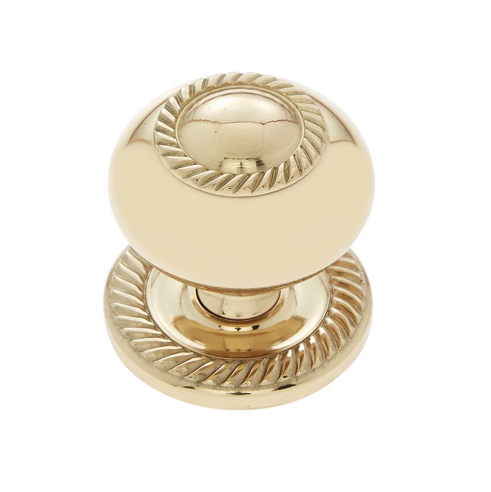 JVJ Hardware Classic Collection Solid Brass Finish 1-1/2'' Rope Knob w/Back Plate, Composition Solid Brass