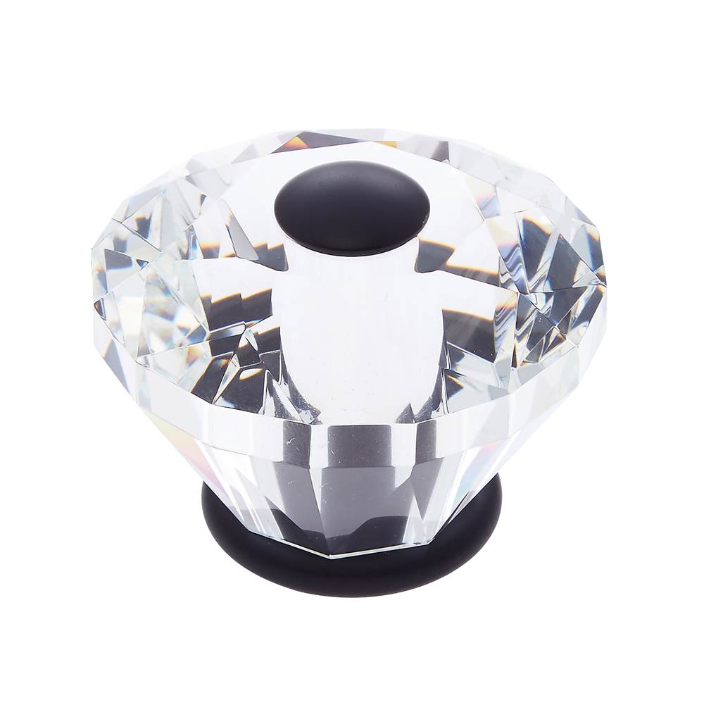 JVJ Hardware Pure Elegance Collection Oil Rubbed Bronze Finish 60 mm (2-3/8'') Diamond Cut 31 percent Leaded Crystal Knob