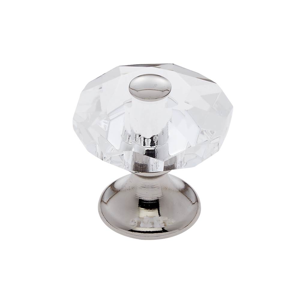 JVJ Hardware Pure Elegance Collection Polished Nickel Finish 28 mm (1-1/8'') Eight Sided Faceted 31 percent Leaded Crystal Knob With Cap