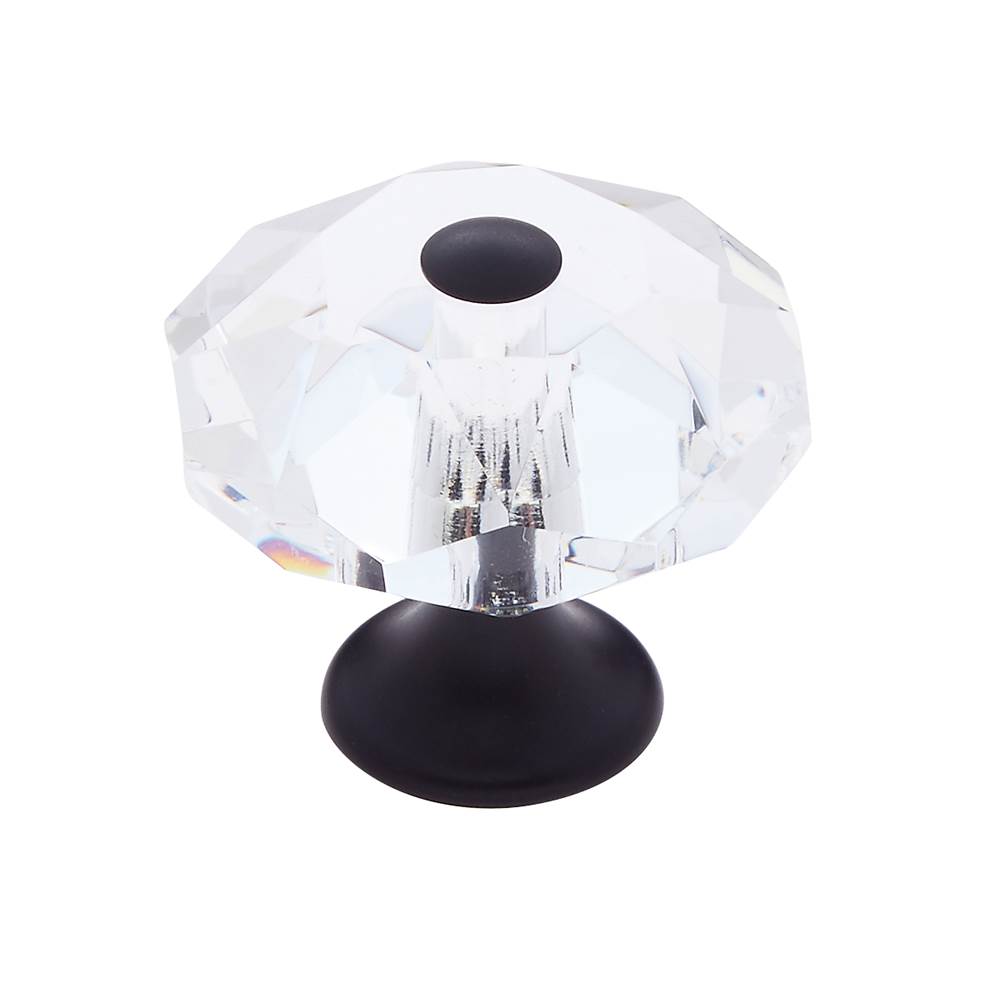 JVJ Hardware Pure Elegance Collection Oil Rubbed Bronze Finish 35 mm (1-3/8'') Eight Sided Faceted 31 percent Leaded Crystal Knob