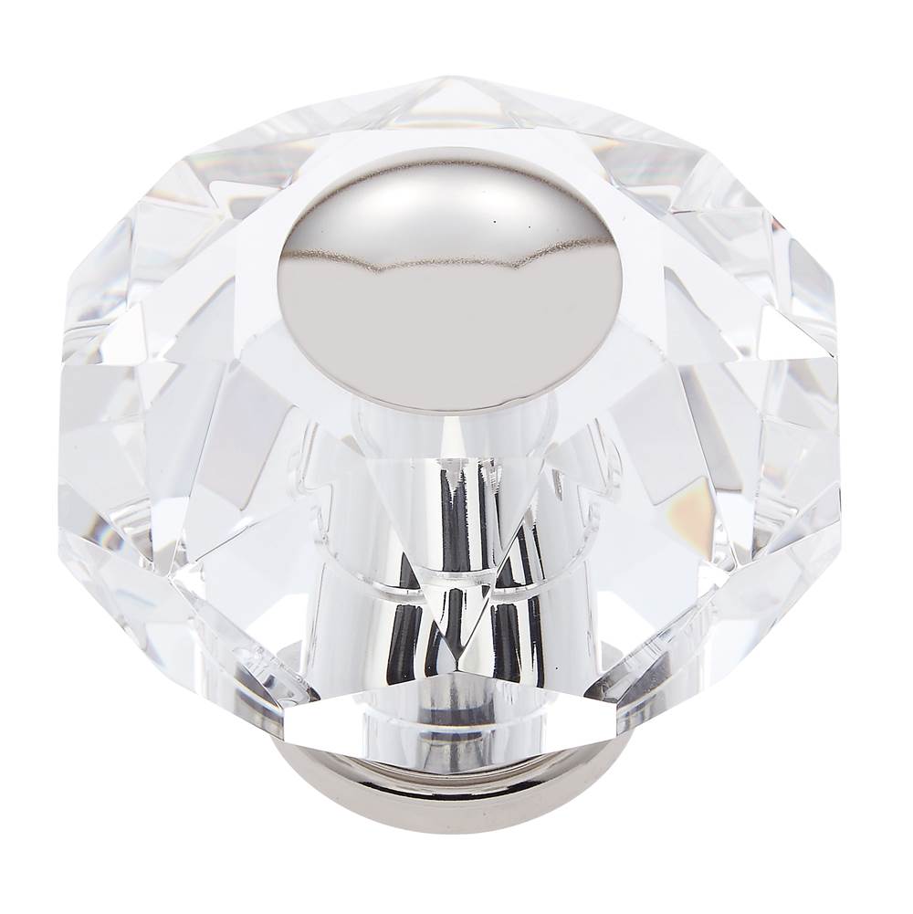 JVJ Hardware Pure Elegance Collection Polished Nickel Finish 60 mm (2-3/8'') Eight Sided Faceted 31 percent Leaded Crystal Knob