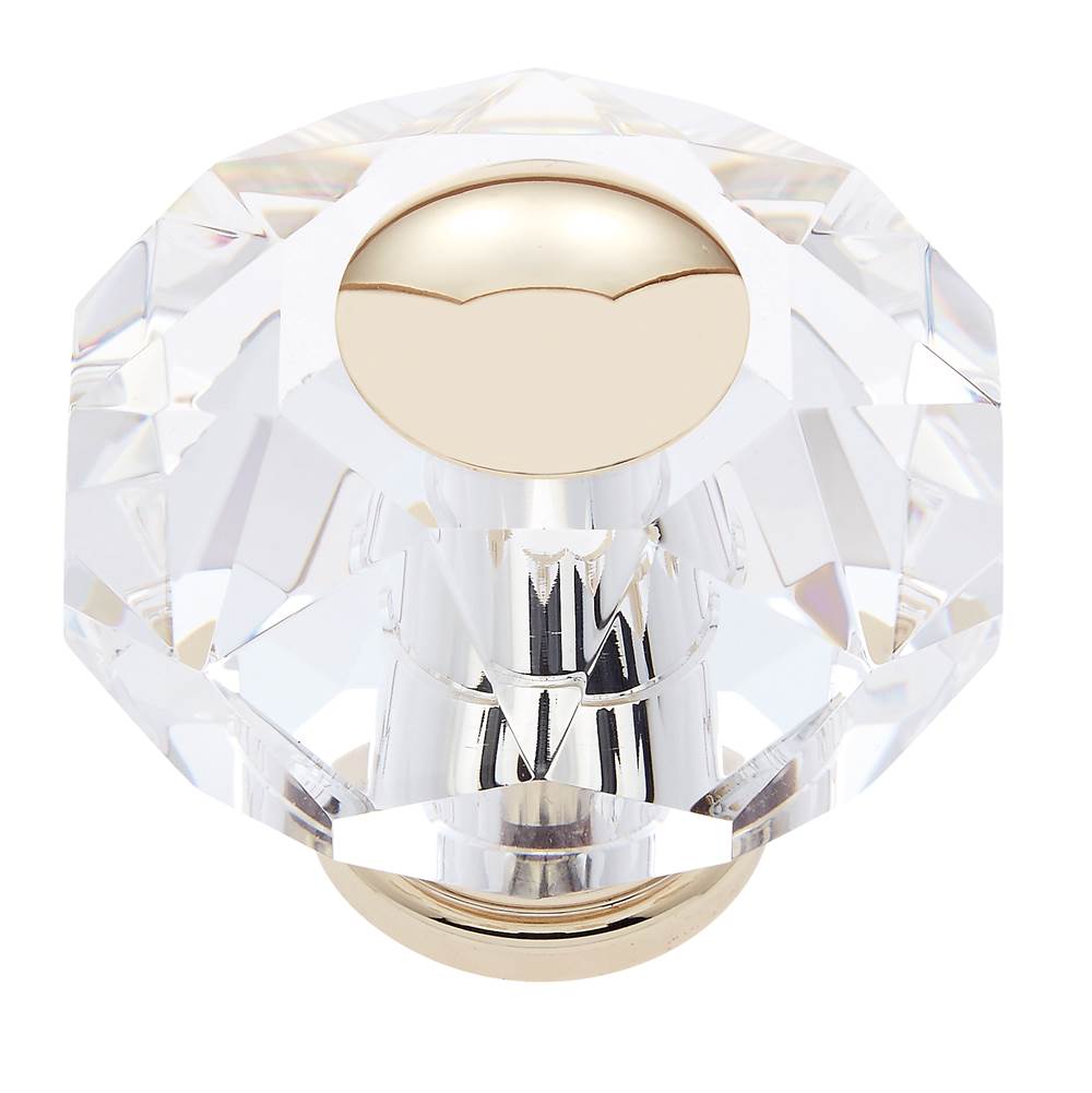 JVJ Hardware Pure Elegance Collection 24K Gold Plated Finish 60 mm (2-3/8'') Eight Sided Faceted 31 percent Leaded Crystal Knob