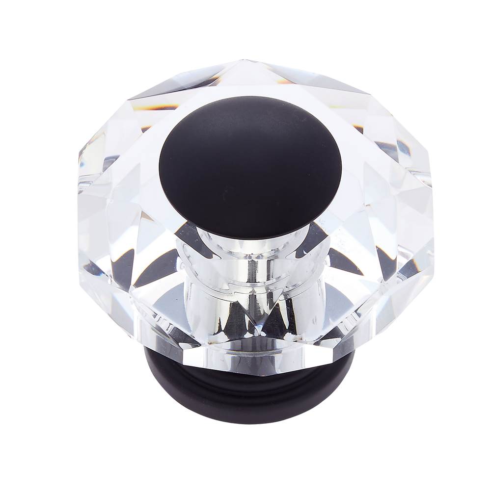 JVJ Hardware Pure Elegance Collection Oil Rubbed Bronze Finish 50 mm (2'') Eight Sided Faceted 31 percent Leaded Crystal Knob With Cap