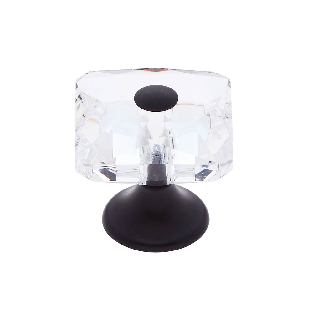 JVJ Hardware Pure Elegance Collection Oil Rubbed Bronze Finish 28 mm (1-1/8'') Square 31 percent Leaded Crystal Knob With Cap