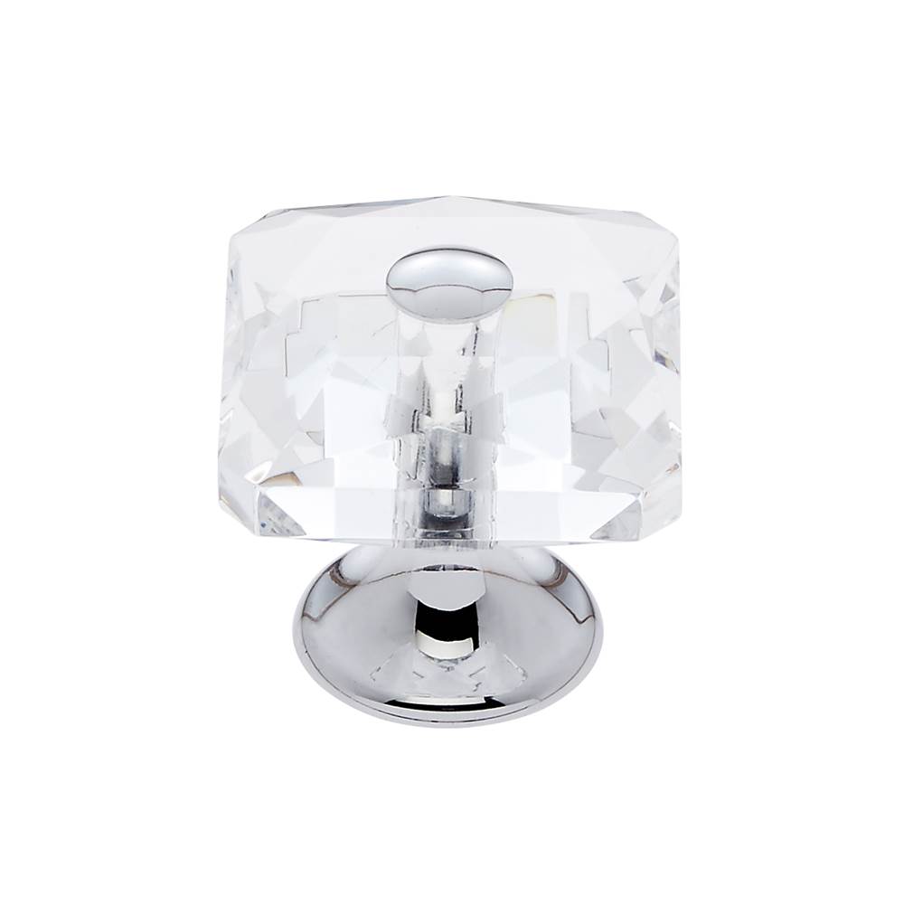 JVJ Hardware Pure Elegance Collection Polished Chrome Finish 28 mm (1-1/8'') Square 31 percent Leaded Crystal Knob With Cap