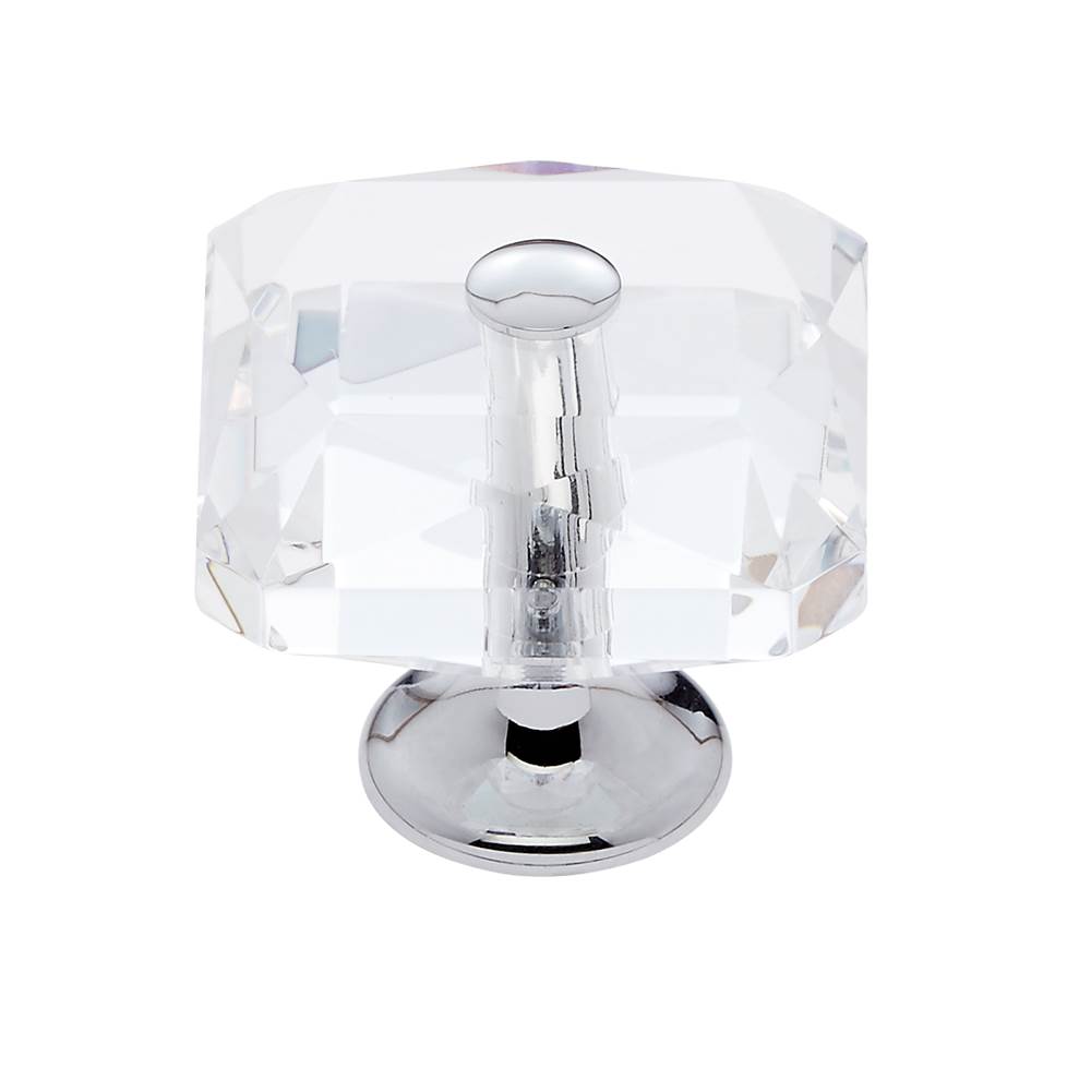 JVJ Hardware Pure Elegance Collection Polished Chrome Finish 35 mm (1-3/8'') Square 31 percent Leaded Crystal Knob With Cap