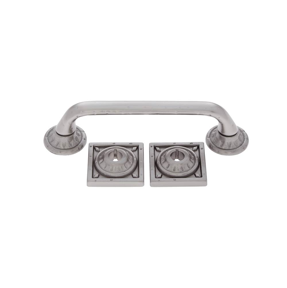 JVJ Hardware Pompeii Collection Satin Nickel Finish 96 mm Pitted Pull with Round and Square Back Plates, Composition Zamac