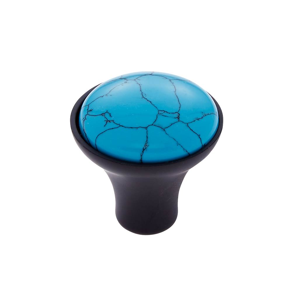 JVJ Hardware Murano Collection Oil Rubbed Bronze Finish 30 mm Turquoise Knob, Composition Turquoise and Solid Brass