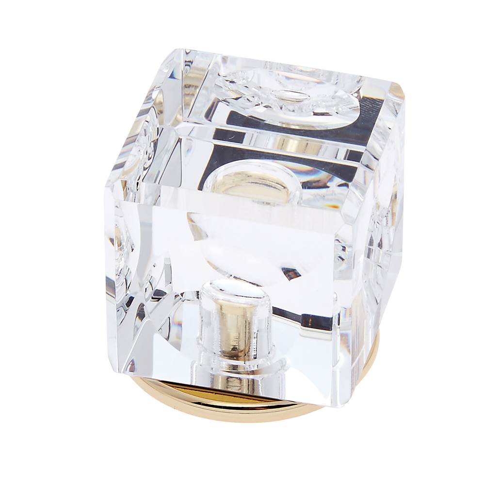 JVJ Hardware Pure Elegance Collection 24K Gold Plated Finish 31 percent Leaded 30 mm Crystal Square Knob, Composition Leaded Crystal and Solid Brass