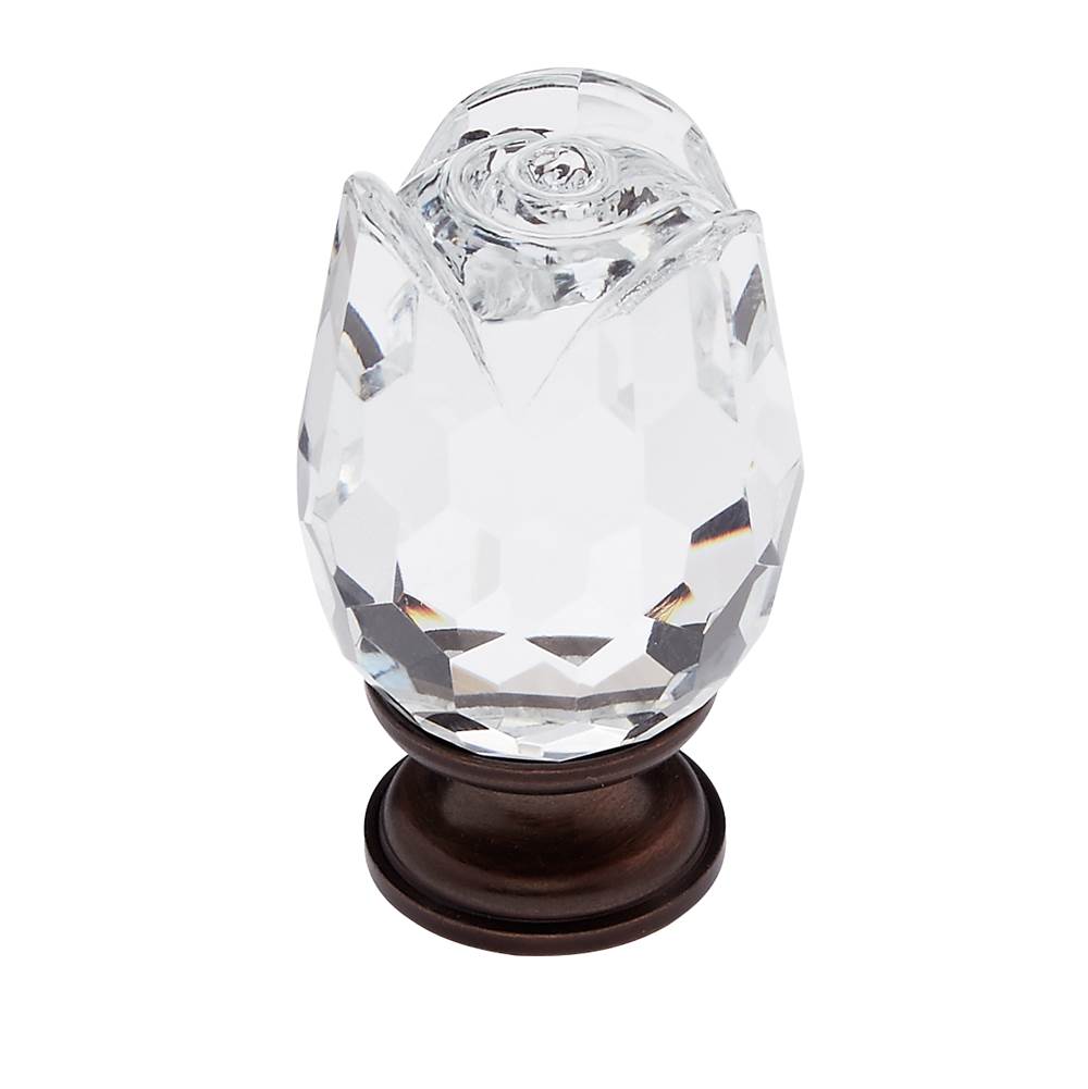 JVJ Hardware Pure Elegance Collection Old World Bronze Finish 31 percent Leaded Crystal 30 mm Rose Knob, Composition Leaded Crystal and Solid Brass