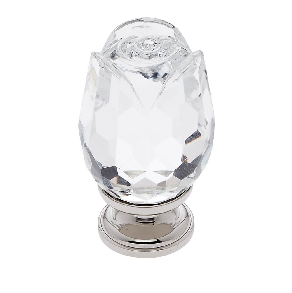 JVJ Hardware Pure Elegance Collection Polished Nickel Finish 31 percent Leaded Crystal 30 mm Rose Knob, Composition Leaded Crystal and Solid Brass