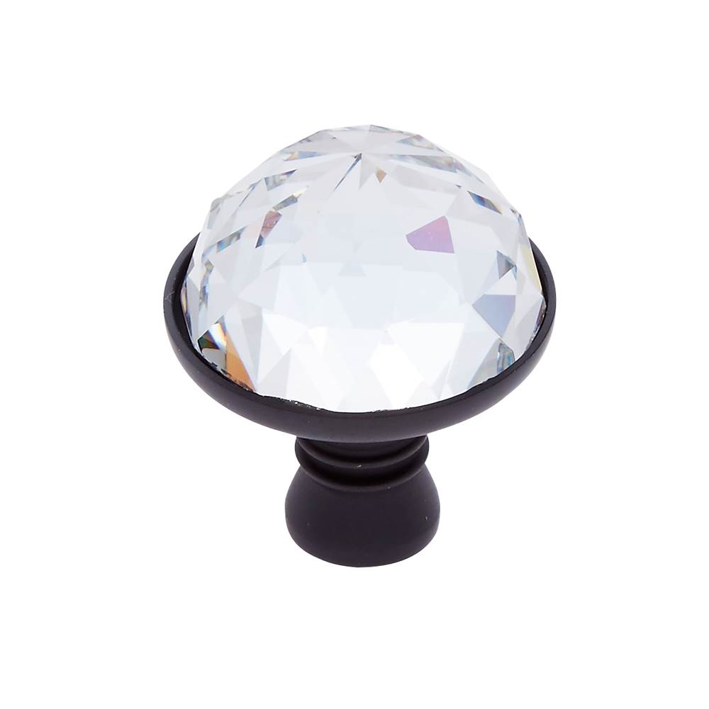 JVJ Hardware Pure Elegance Collection Oil Rubbed Bronze Finish 31 percent Leaded Crystal 30 mm Half-European Cut Knob, Composition Leaded Crystal and Solid Brass