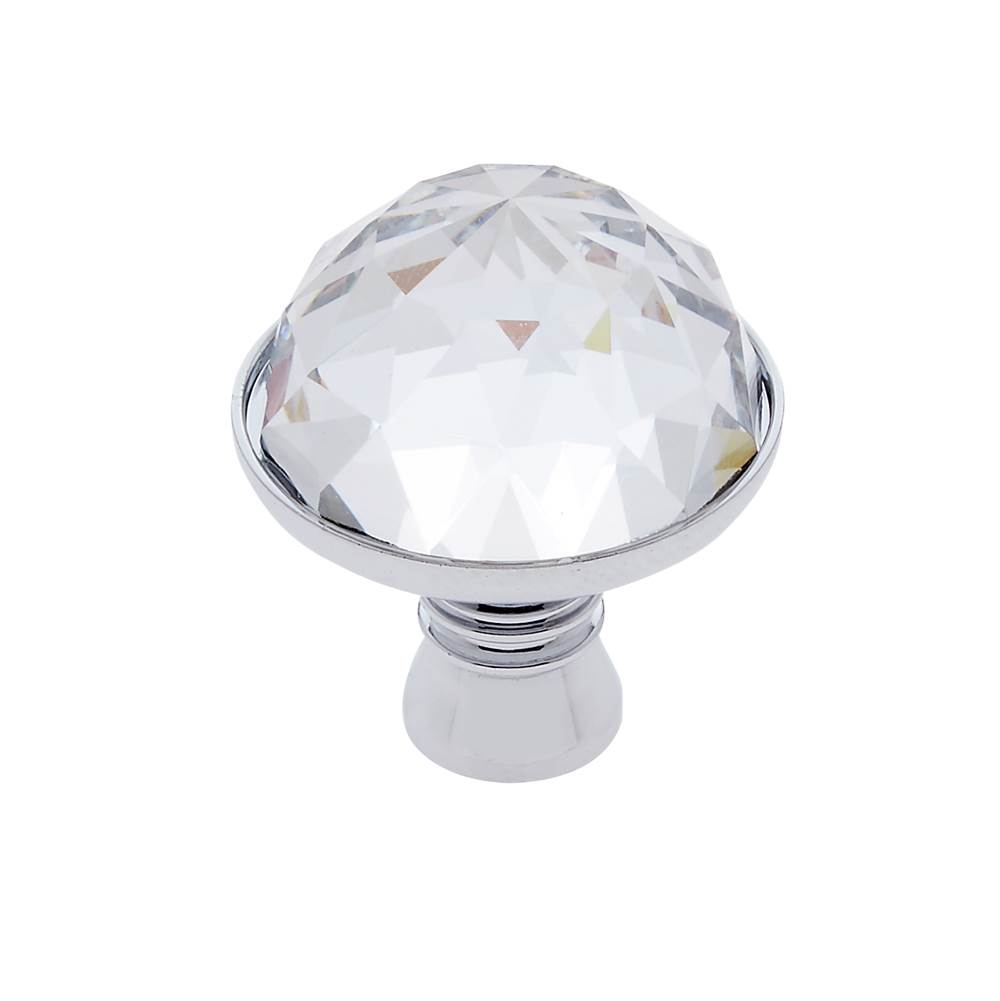 JVJ Hardware Pure Elegance Collection Polished Chrome Finish 31 percent Leaded Crystal 30 mm Half-European Cut Knob, Composition Leaded Crystal and Solid Brass