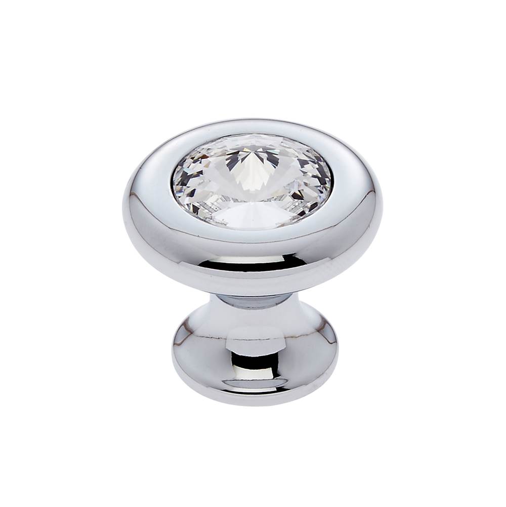 JVJ Hardware Pure Elegance Collection Polished Chrome Finish 31 percent Leaded Crystal 30 mm Halfiamond Cut Knob, Composition Leaded Crystal and Solid Brass