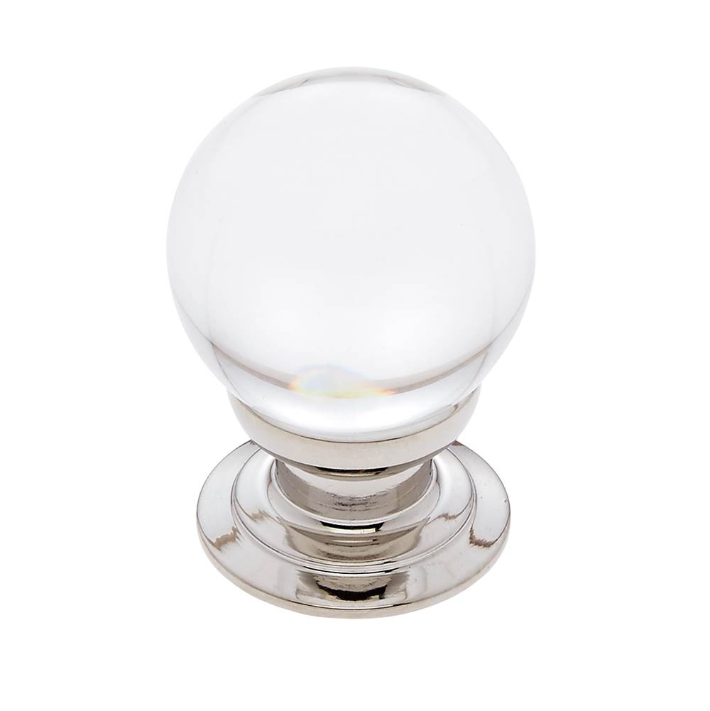 JVJ Hardware Pure Elegance Collection Polished Nickel Finish 31 percent Leaded Crystal 30 mm Smooth Round Knob, Composition Leaded Crystal and Solid Brass