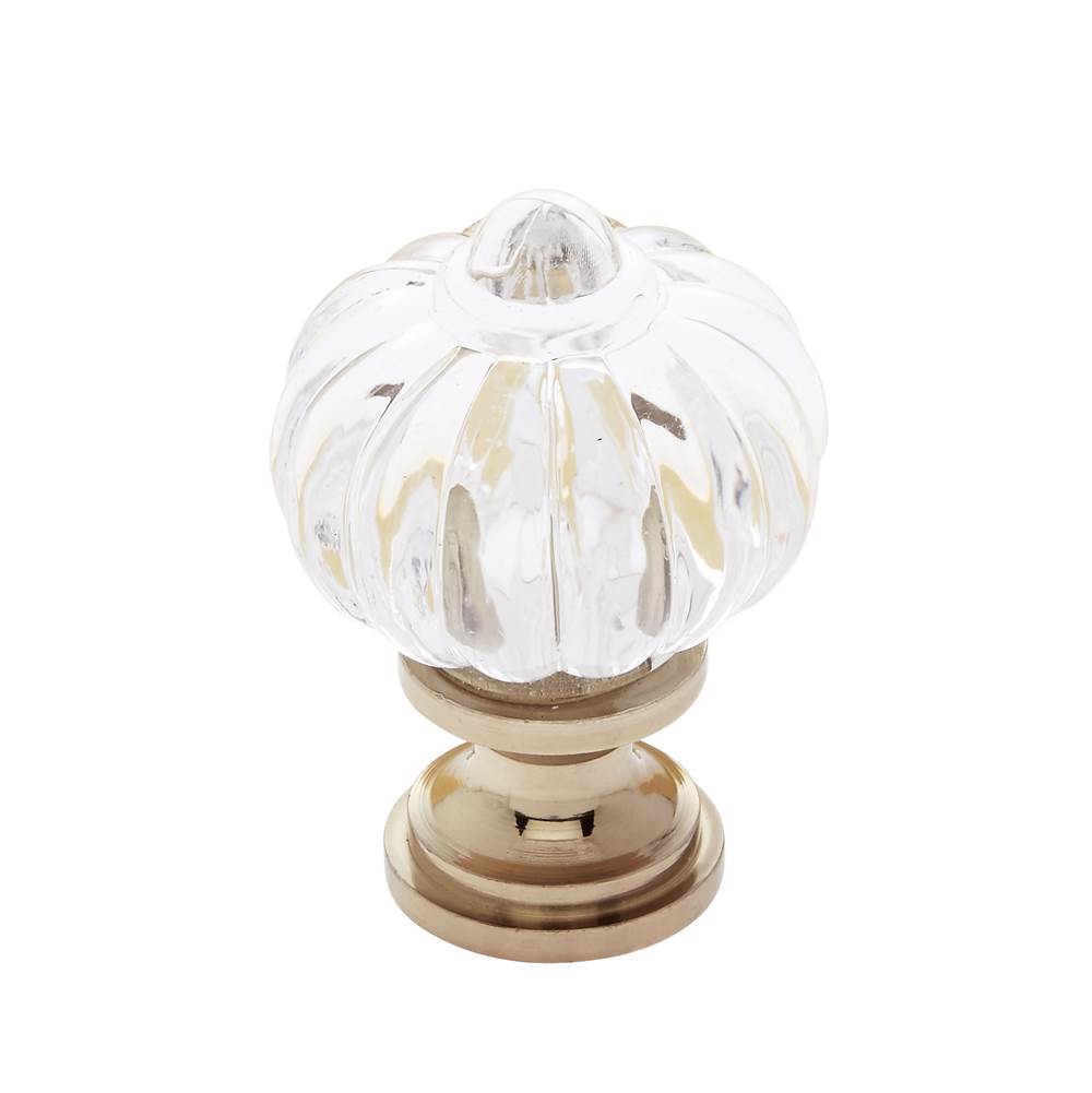 JVJ Hardware Classic Collection Solid Brass Finish Acrylic “Crystal'' 1'' Knob, Composition Solid Brass/Acrylic