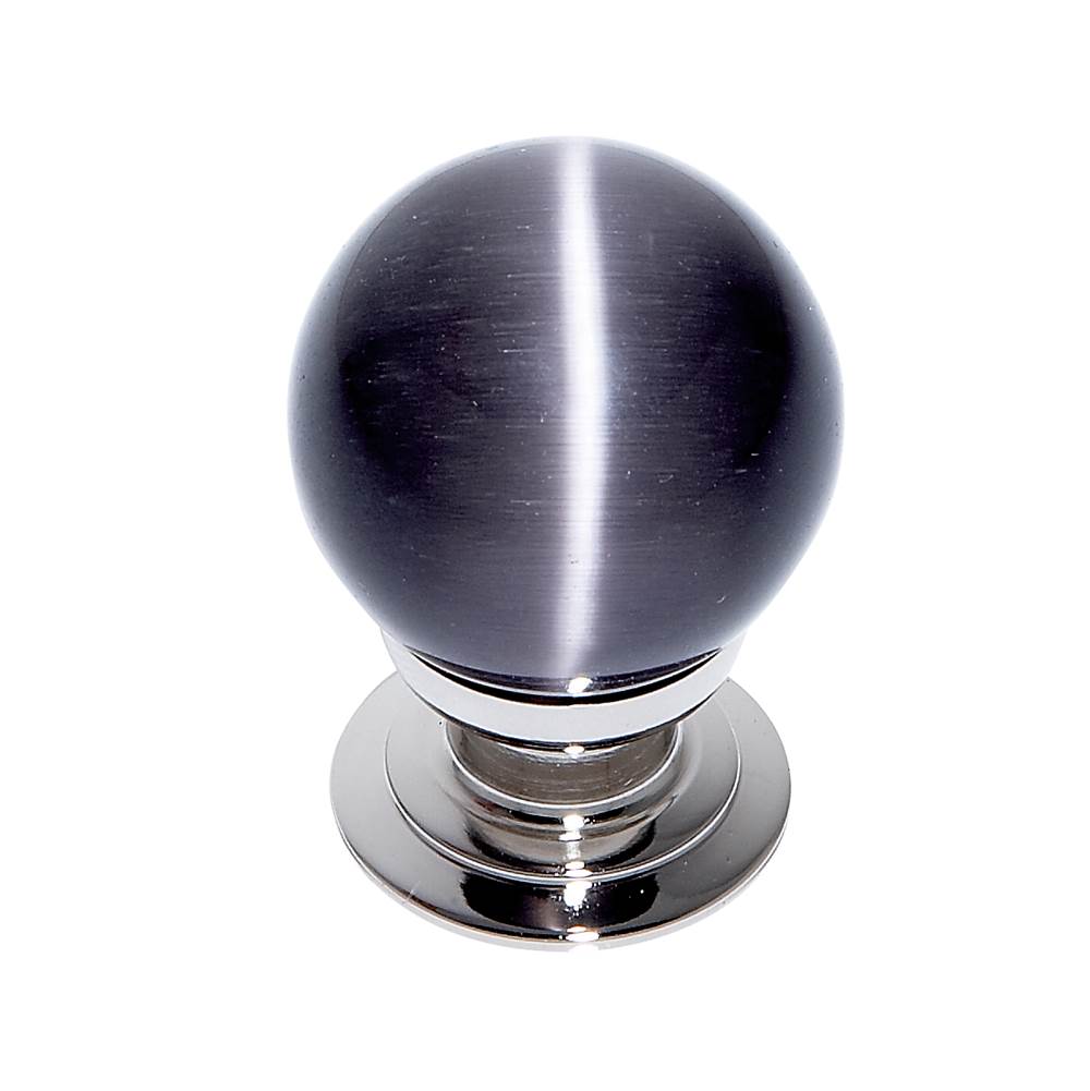 JVJ Hardware Cat''s Eye Collection Polished Nickel Finish Cat''s Eye Glass Grey 30 mm Smooth Knob, Composition Glass and Solid Brass