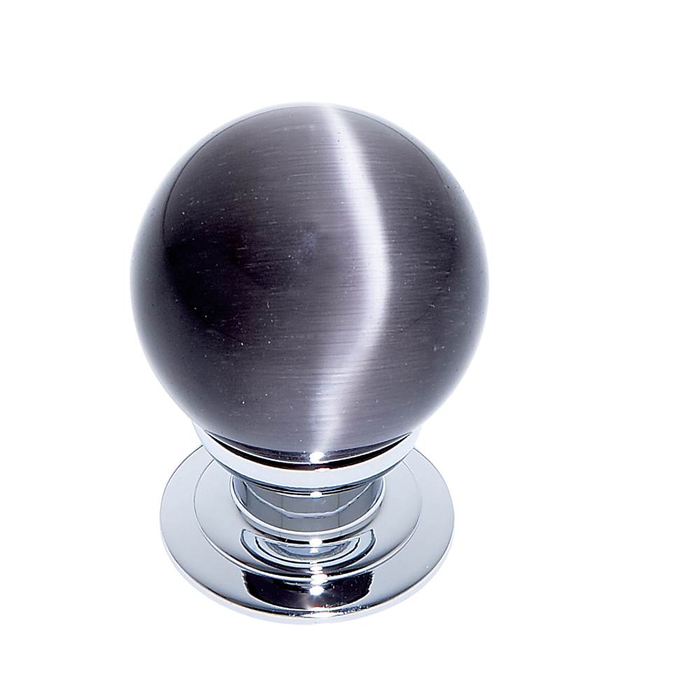 JVJ Hardware Cat''s Eye Collection Polished Chrome Finish Cat''s Eye Glass Grey 30 mm Smooth Knob, Composition Glass and Solid Brass