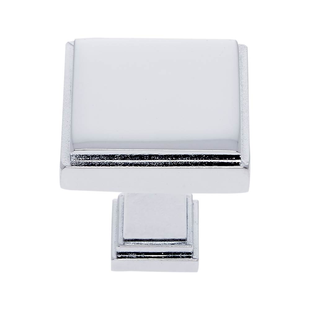 JVJ Hardware Marquee Collection Polished Chrome Finish 1-1/4'' Square Transitional Knob, Composition Zamac
