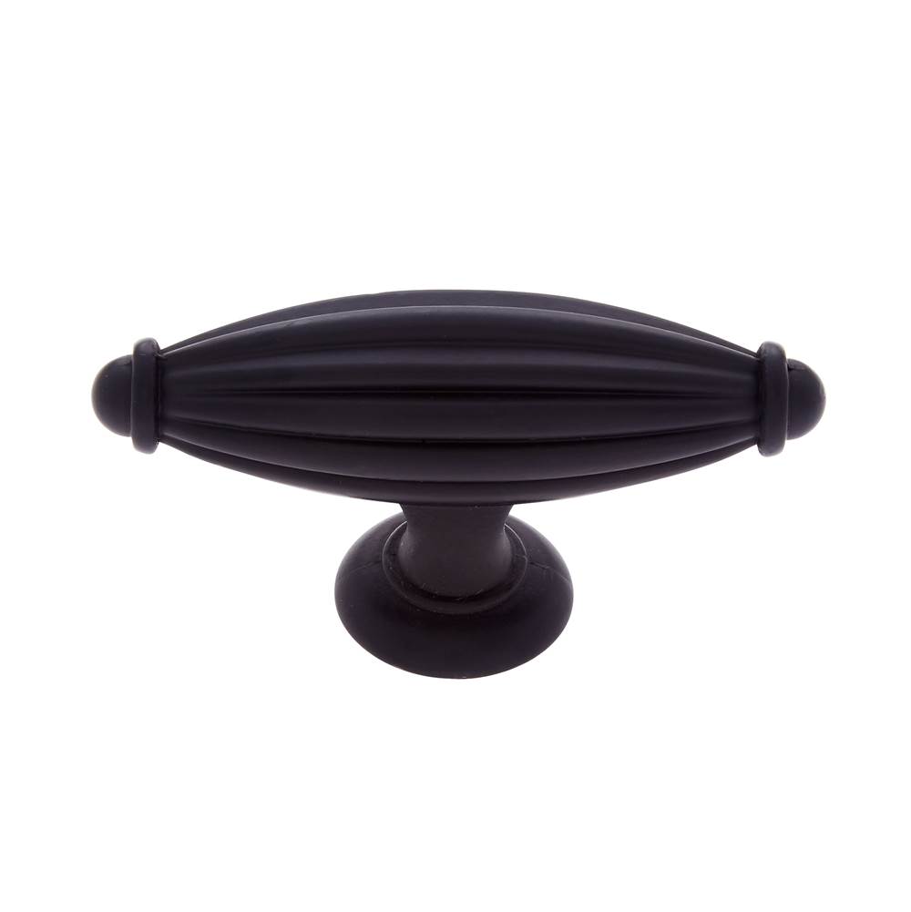 JVJ Hardware Classic Collection Oil Rubbed Bronze Finish 2-3/4'' Oblong Fluted Knob, Composition Zamac
