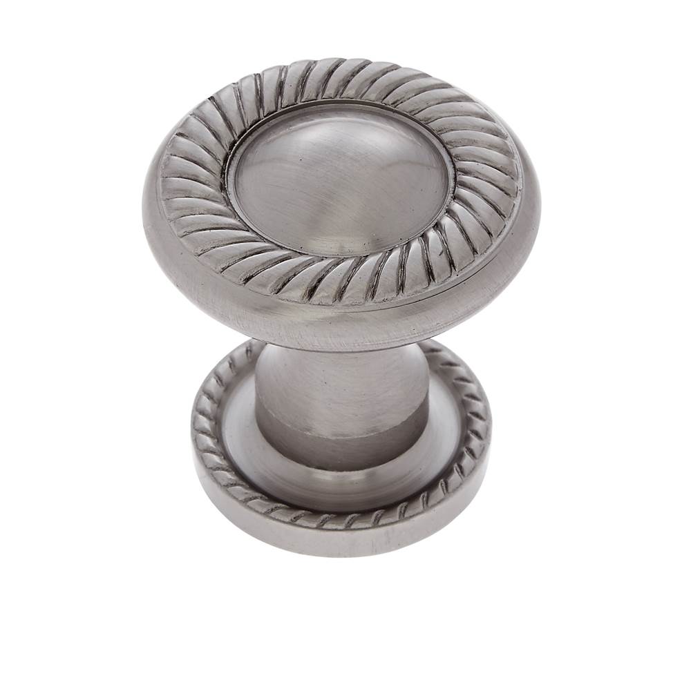 JVJ Hardware Classic Collection Satin Nickel Finish 31 mm Rope Knob w/Back Plate, Composition Solid Brass