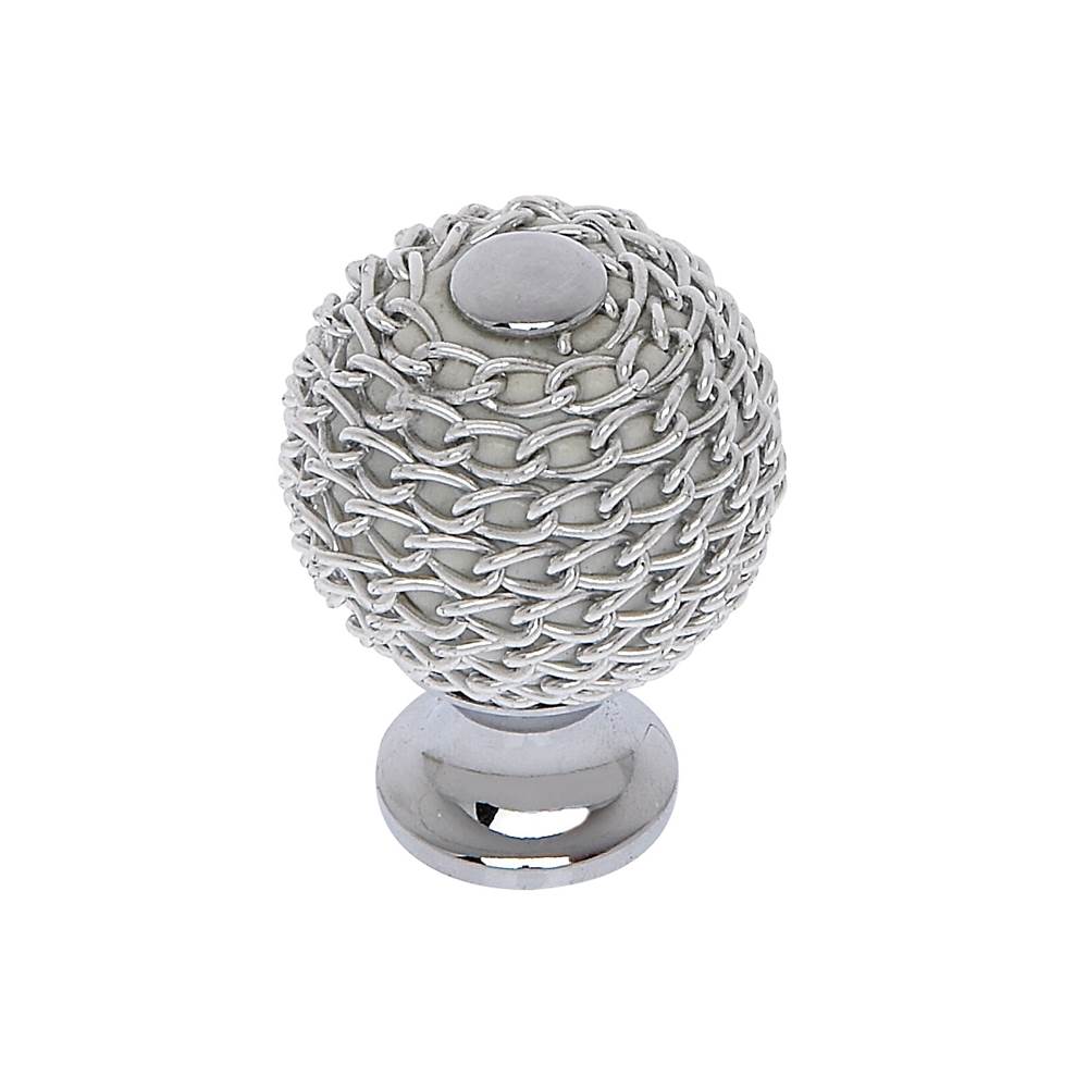 JVJ Hardware Medieval Collection Polished Chrome Finish 28mm Chrome Chain Maille Knob, Composition Aluminum/Solid Brass