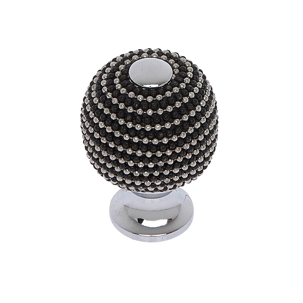 JVJ Hardware Medieval Collection Polished Chrome Finish 28mm Black and Chrome Beaded Knob, Composition Steel/Solid Brass