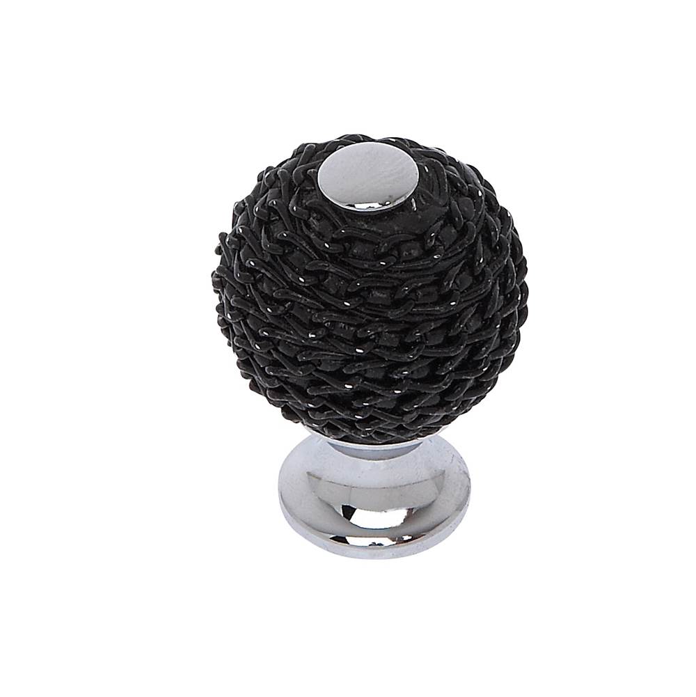 JVJ Hardware Medieval Collection Polished Chrome Finish 28mm Black Chain Maille Knob, Composition Aluminum/Solid Brass