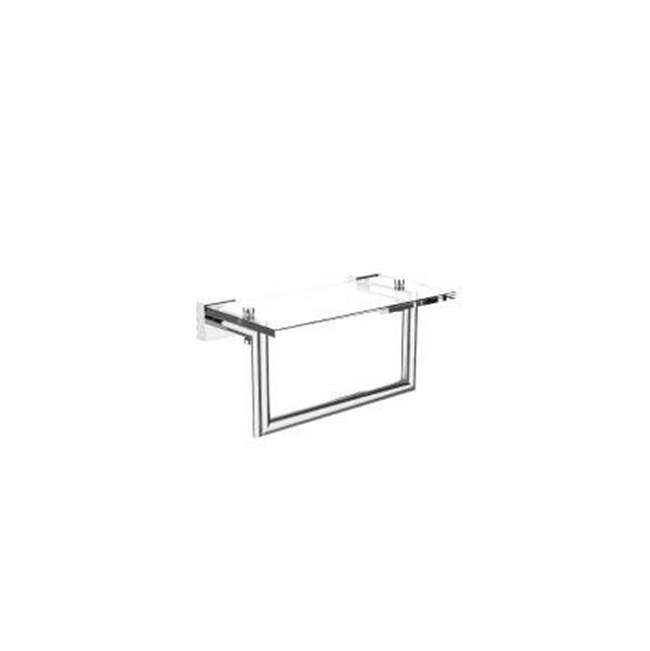 Kartners MADRID - 10-inch Glass Shelf  with Towel Rail-Glossy White