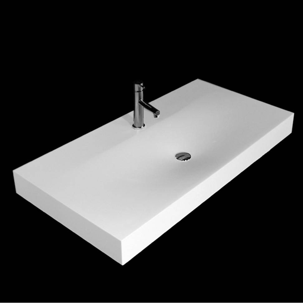 Lacava Vessel Bathroom Sink made of solid surface, without an overflow, finished back.